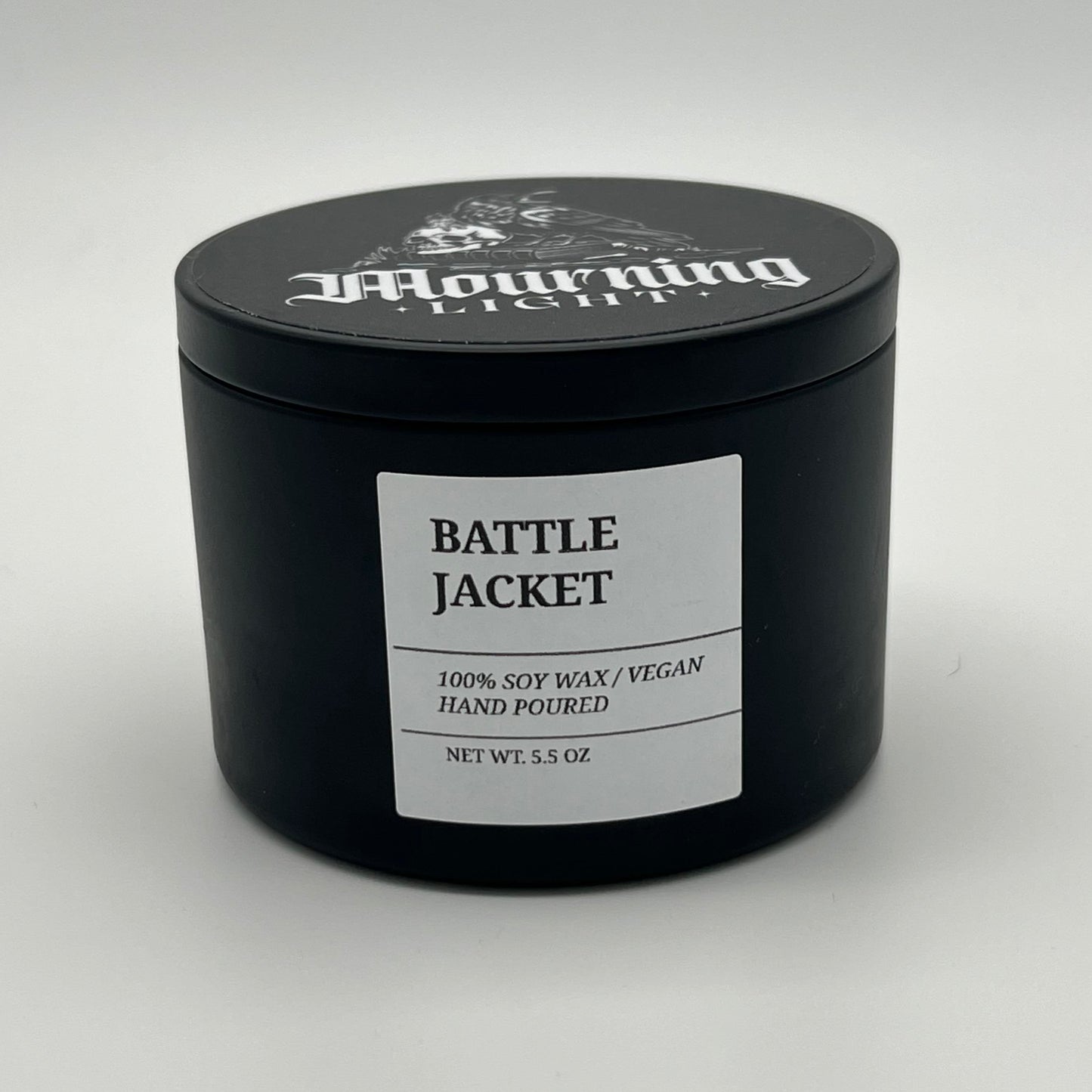 Soy wax candle with denim scent.