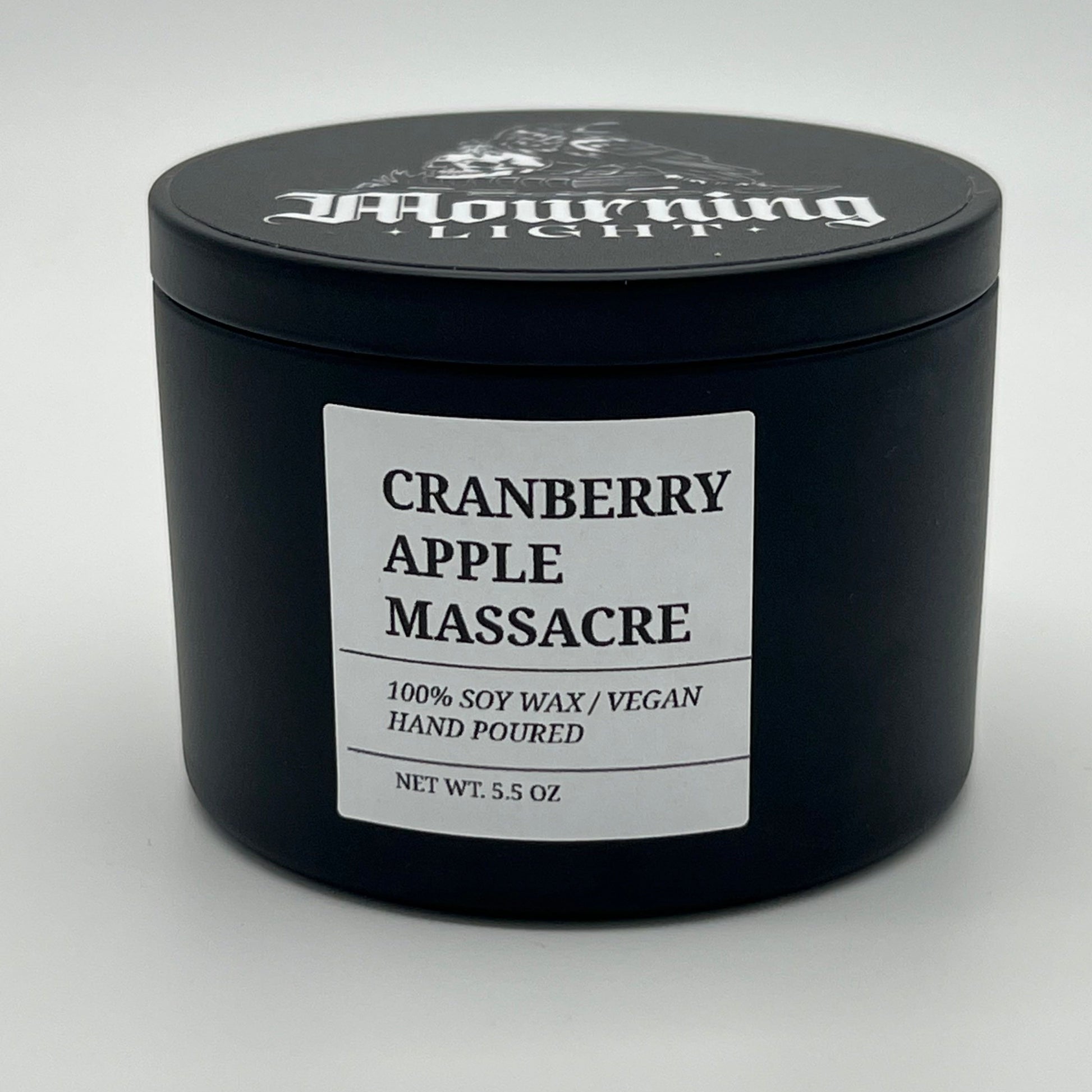 Mourning Light Cranberry Apple Massacre soy wax candle.