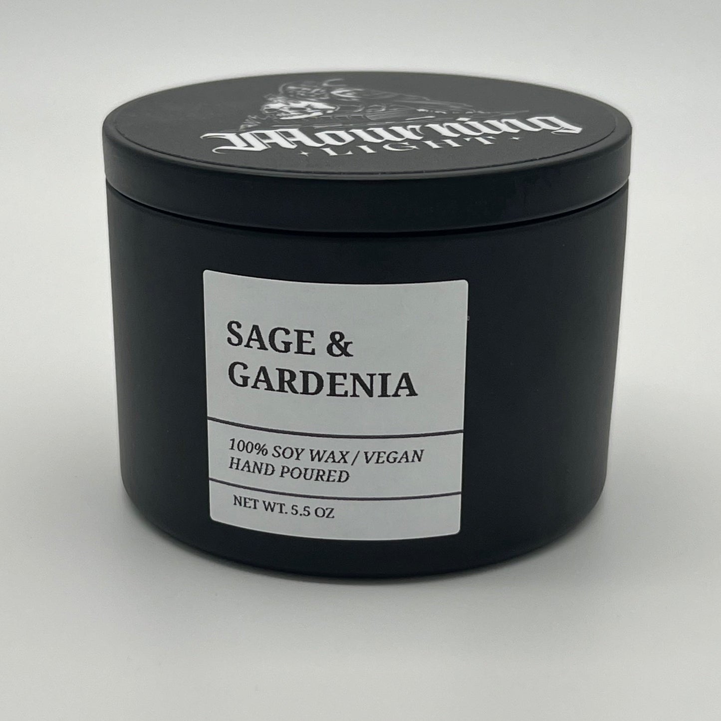 Soy wax candle with Sage & Gardenia scent.