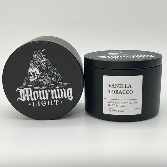 Vanilla Tobacco Candle - Soy Wax - 5.5 oz - In Mourning