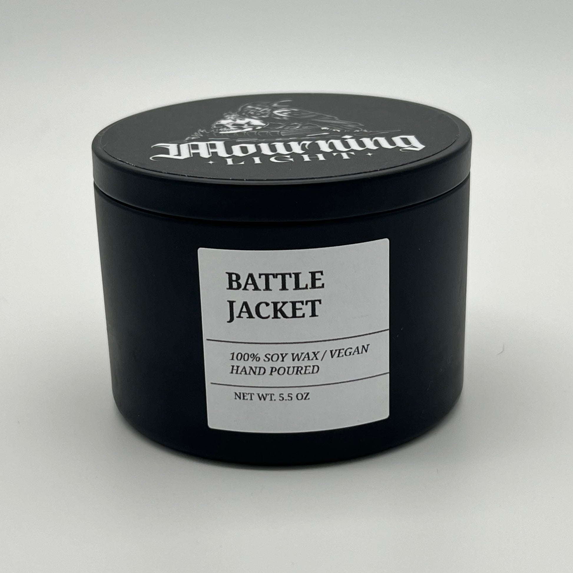 Soy wax candle with denim scent. 